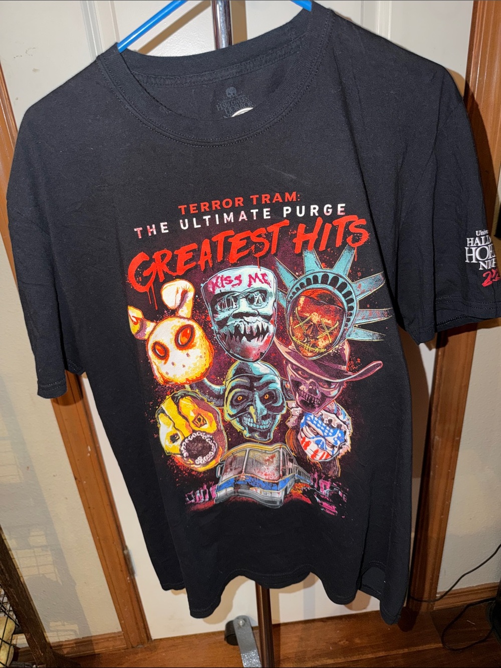 Universal Black Graphic Tee - 'Greatest Hits' Horror Mask Collage